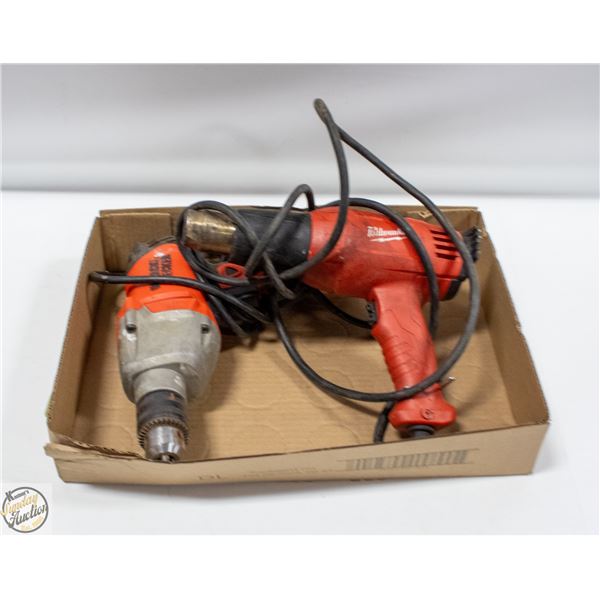 MILWAUKEE HEATGUN + BLACK & DECKER CORDED DRILL