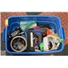 Image 1 : TOTE OF ASSORTED TOOLS AND HARDWARE