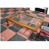 Image 1 : VINTAGE WOOD CARVED COFFEE TABLE WITH GLASS TOP