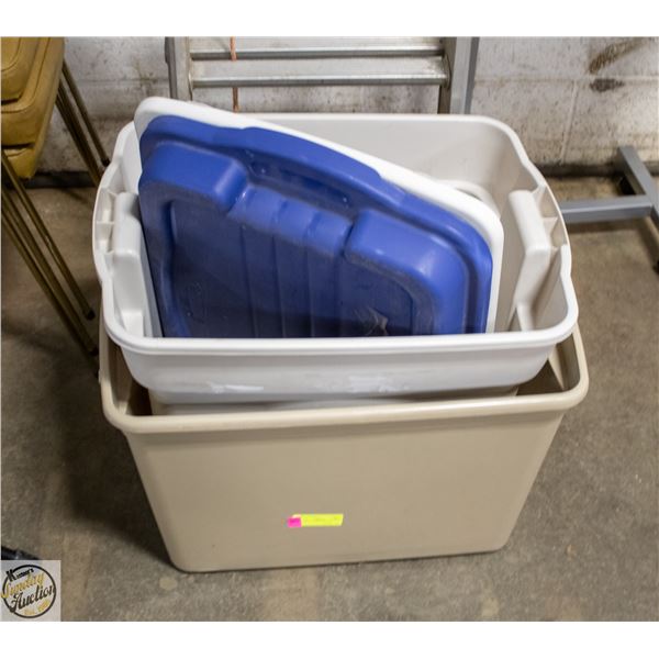 2 PLASTIC TOTES WITH LIDS