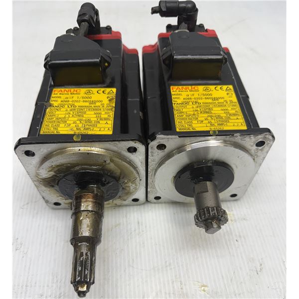 (2) Fanuc #A06B-0202-B605#S000 AC Servo Motors w/ Encoders: A860-2010-T341