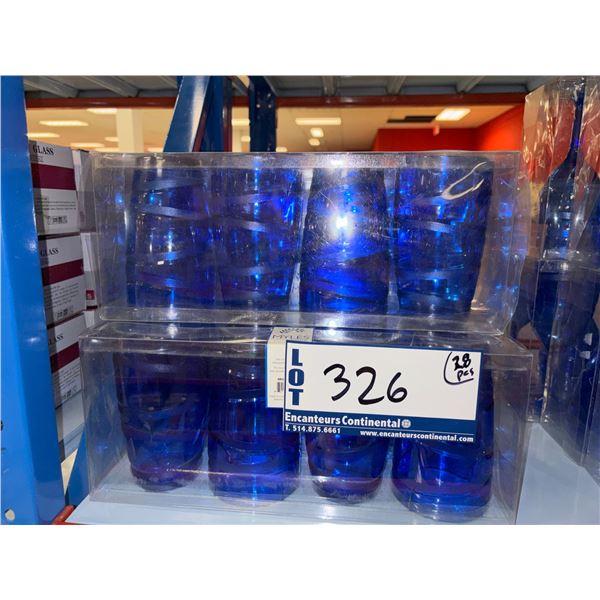 LOT DE 28pcs DE VERRES EN PLASTIQUE BLUE