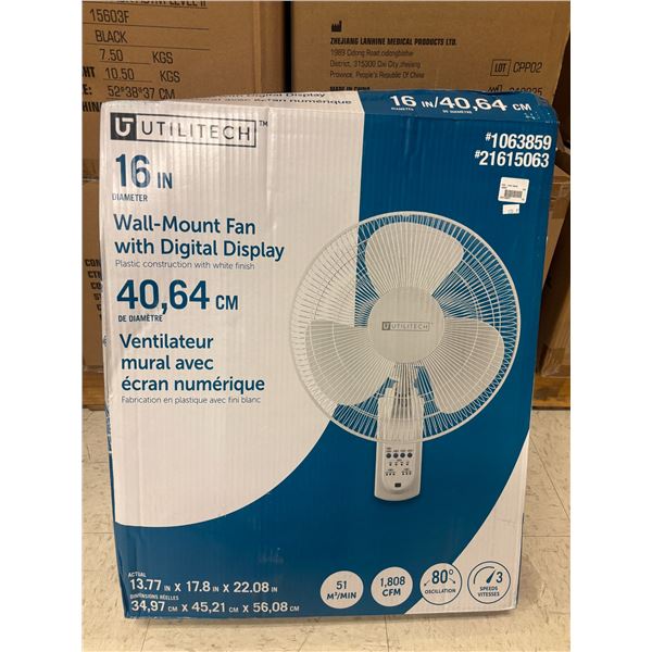 VENTILATEUR MURAL 16" AVEC ÉCRAN NUMÉRIQUE UTILITECH