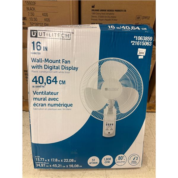 VENTILATEUR MURAL 16" AVEC ÉCRAN NUMÉRIQUE UTILITECH