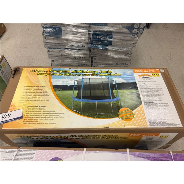 TRAMPOLINE AVEC FILET DE PROTECTION 15' JUMPTEK #184-0770