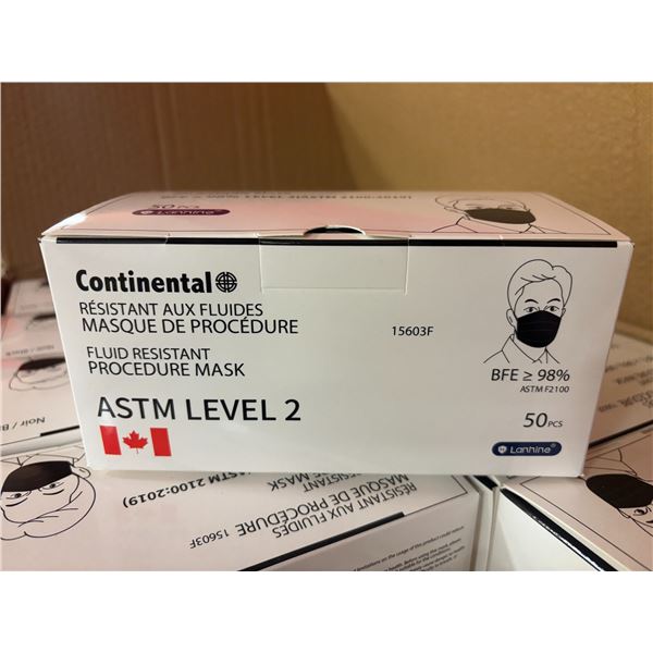 LOT DE 720 BTES DE 50pcs DE MASQUES DE PROCÉDURE LEVEL 2 NOIR ***EXPIRÉ***
