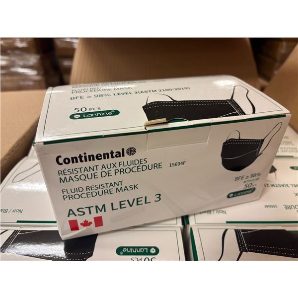 LOT DE 420 BTES DE 50pcs DE MASQUES DE PROCÉDURE LEVEL 3 NOIR  ***EXPIRÉ***