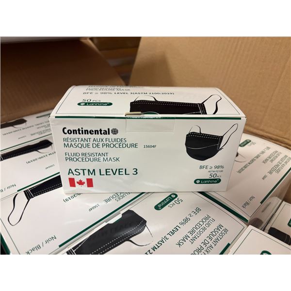 LOT DE 720 BTES DE 50pcs DE MASQUES DE PROCÉDURE LEVEL 3 NOIR  ***EXPIRÉ***