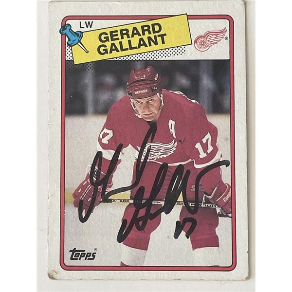 Detroit Red Wings Gerard Gallant 1988 Topps #12 signed trading card