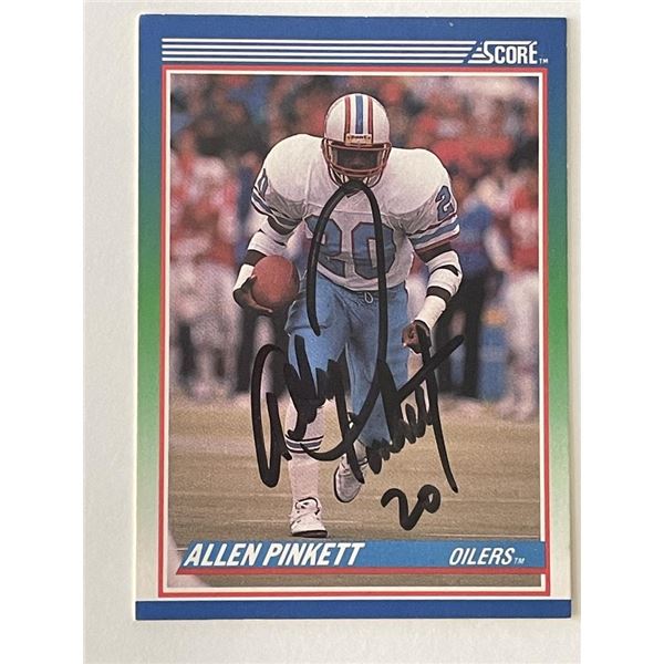 Houston Oilers Allen Pinkett 1990 Score #22 signed trading card