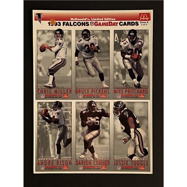 1993 Falcons Football Uncut Card Sheet