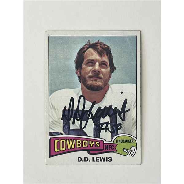 Dallas Cowboys D.D Lewis 1975 Topps #118 signed trading card
