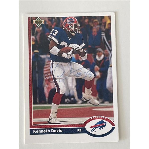 Buffalo Bills Kenneth Davis 1991 Upper Deck #192 signed trading card