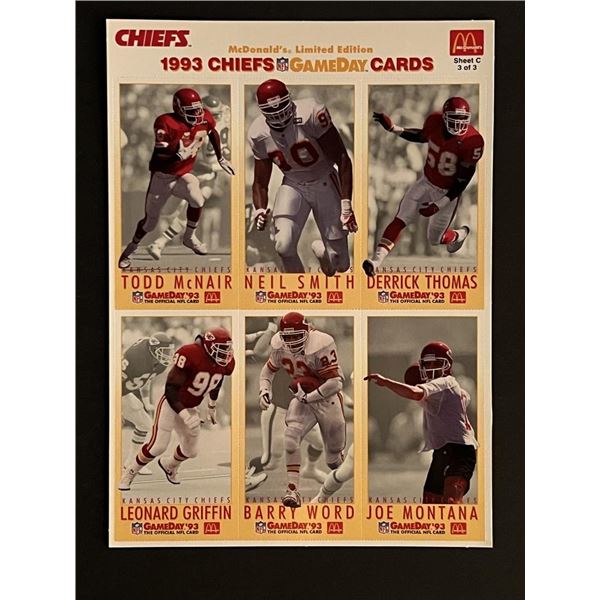1993 Chiefs Football uncut  card sheet