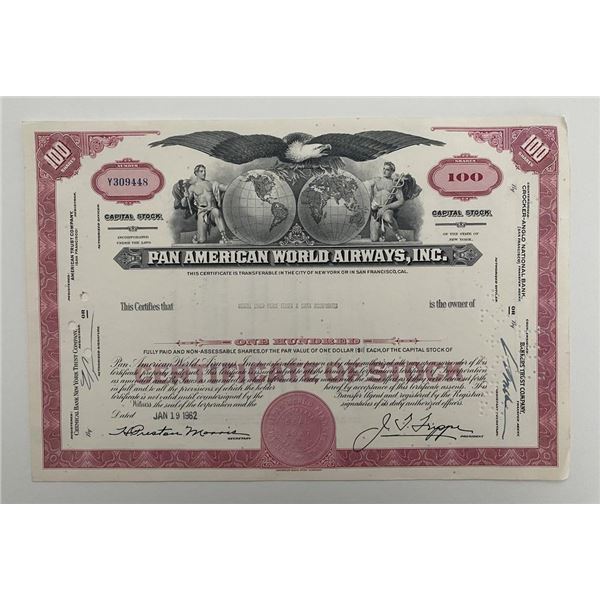 Pan American World Airways, INC One Hundred Shares Certificate of Stock