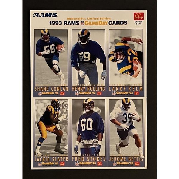 1993 Rams Football Uncut Card Sheet