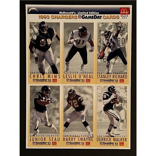 1993 Chargers Football Uncut Card Sheet