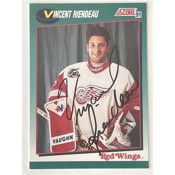 Detroit Red Wings Vincent Riendeau 1991 Score signed trading card