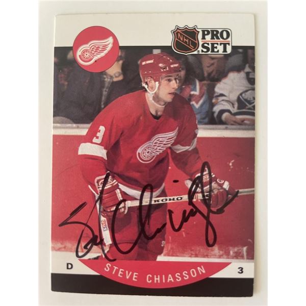 Detroit Red Wings Steve Chiasson 1990 Pro Set #69 signed trading card
