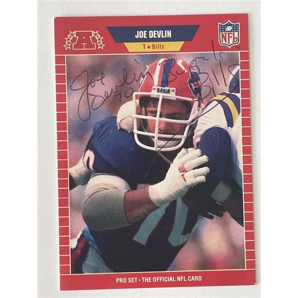 Buffalo Bills Joe Devlin 1989 Pro Set #443 signed trading card