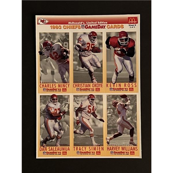 1993 Chiefs Football uncut  card sheet