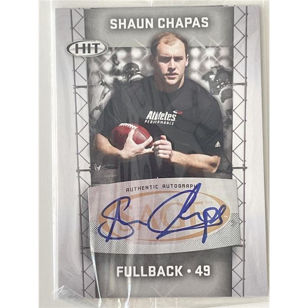 Shaun Chapas signed 2011 Sage Hit #29 trading card