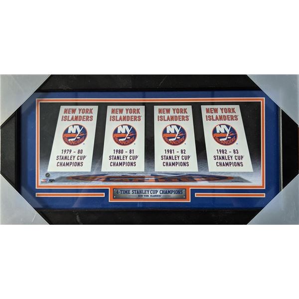 N.Y. Islanders Stanley Cup Banners Framed Photo