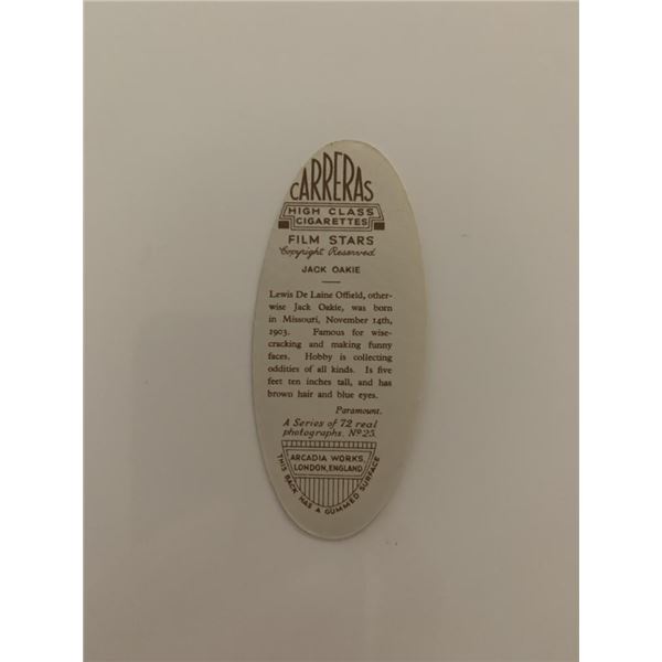 Jack Oakie unsigned cigarette card