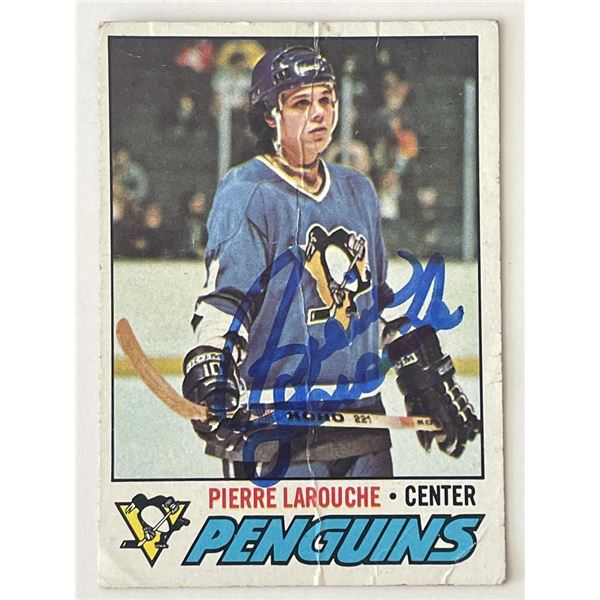 Pittsburgh Penguins Pierre Larouche 1977 Topps #102 signed trading card