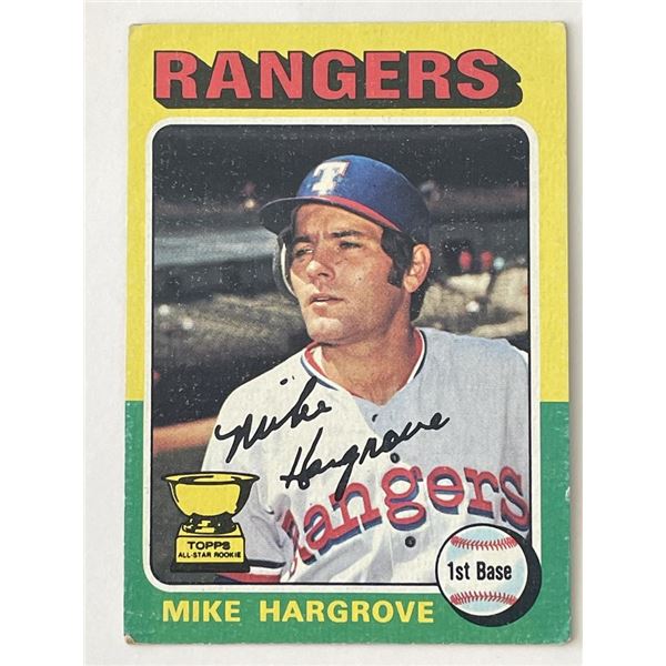 Texas Rangers Mike Hargrove signed  1975 Topps #106 All-Star Rookie trading card