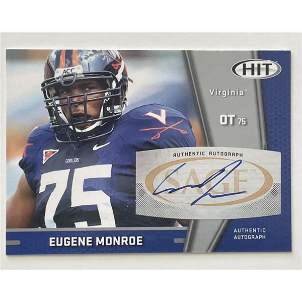 Eugene Monroe 2009 Sage Hit Virginia signed trading card