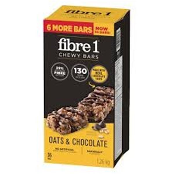 NEW W BOX 1.26KG FIBRE 1 CHEWY BARS OATS & CHOC