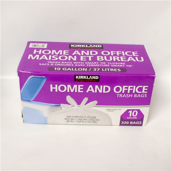KIRKLAND HOME AND OFFICE TRASH BAGS 10 GALLONS