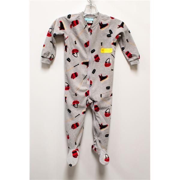 NEW PEKKLE UNISEX FLEECE ONESIE GREY HOCKEY SZ 3T