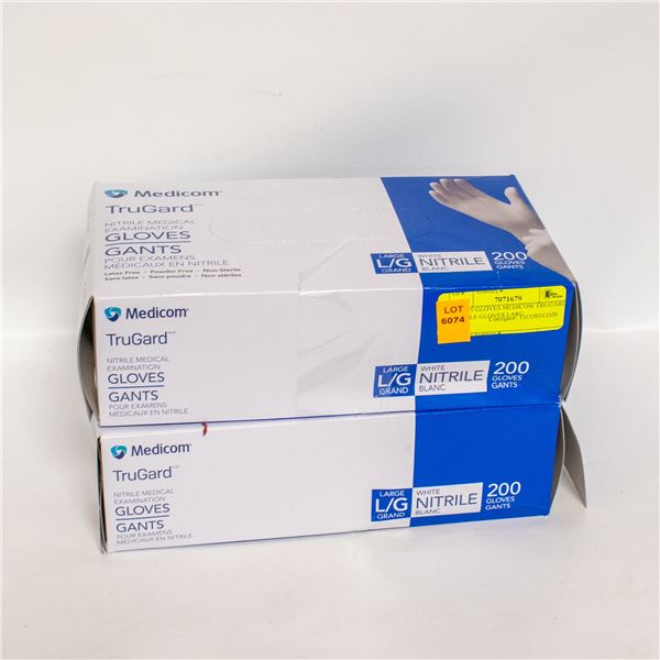 2 X 200 GLOVES MEDICOM TRUGARD NITRILE GLOVES LARG