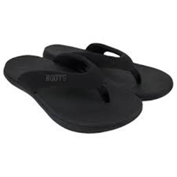 ROOTS FLIP FLOPS BLACK SIZE 10