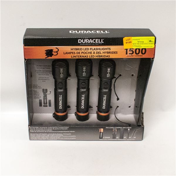 NEW W BOX 3PK DURACELL HYBRID LED FLASHLIGHTS