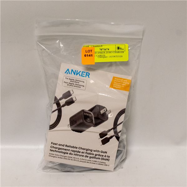 REPACKED ANKER ZOHO CHARGER W 2 USB C CABLES