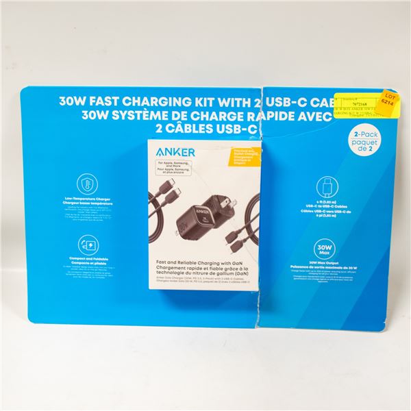 NEW W BOX ANKER 30W FAST CHARGING KIT W 2 USB-C