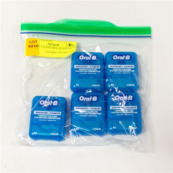BAG OF 5 X 40M ORAL-B ADVANCED FLOSS