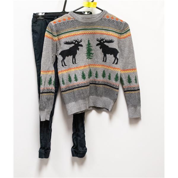 NEW ANDY AND EVAN HOLIDAY MOOSE SWEATER SET SZ 8