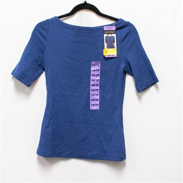 NEW ELLEN TRACY BOATNECK TEE EXTENDED SLEEVES