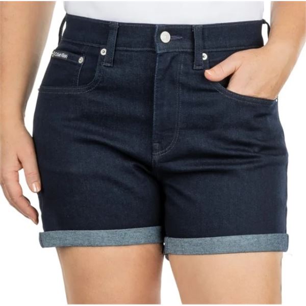 NEW CALVIN KLEIN MIDI JEAN SHORTS DARK WASH SZ 29
