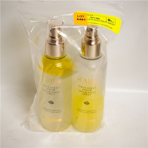 2 BOTTLES OF D'ALBA FIRST SPRAY SERUM