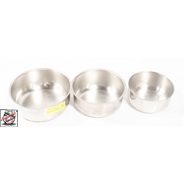 LOT OF 3 5", 6", 7"  STAINLESS STEEL BOWLS