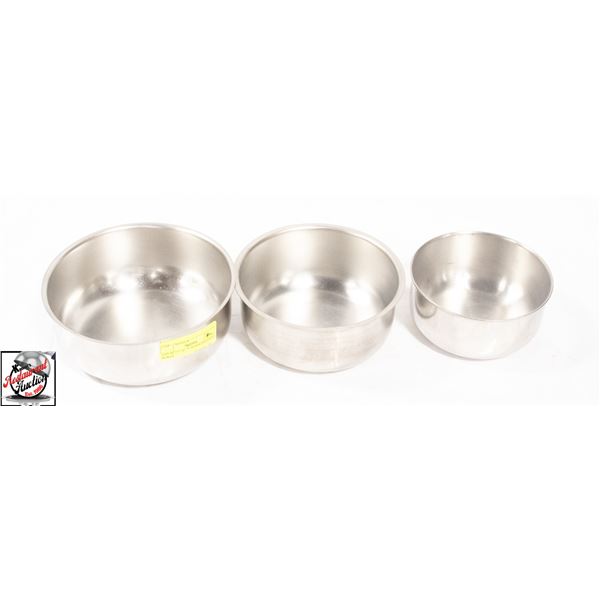LOT OF 3 5", 6", 7"  STAINLESS STEEL BOWLS