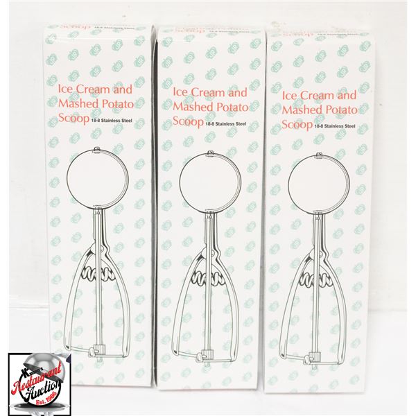 THREE NEW JOHNSON ROSE 1 1/2 OZ ICE CREAM & MASHED