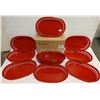 Image 1 : DOZEN NEW 10" RED OVAL FOOD SERVING BASKETS