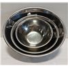 Image 1 : SET OF 3 STAINLESS STEEL MIXING BOWLS 9",7" & 6"