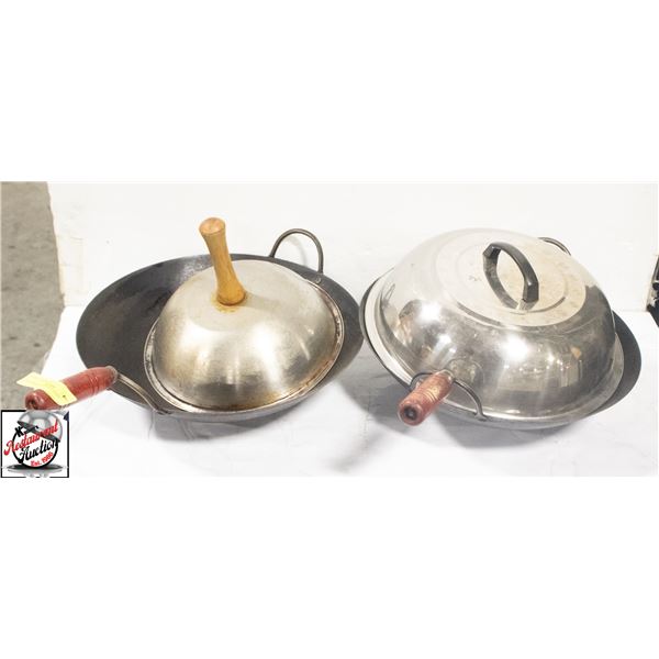 2 14" WOKS W/ STEAM COVERS